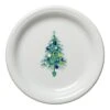 Fiesta Blue Christmas Tree On White Appetizer Plate
