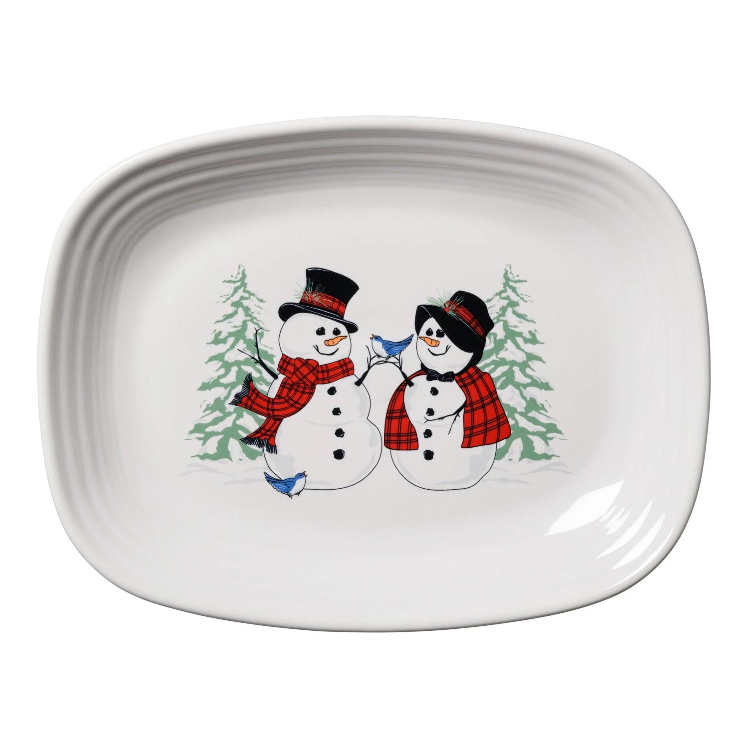 Fiesta Snowman And Snowlady Rectangular Platter 3 Fiesta Snowman And Snowlady Rectangular Platter