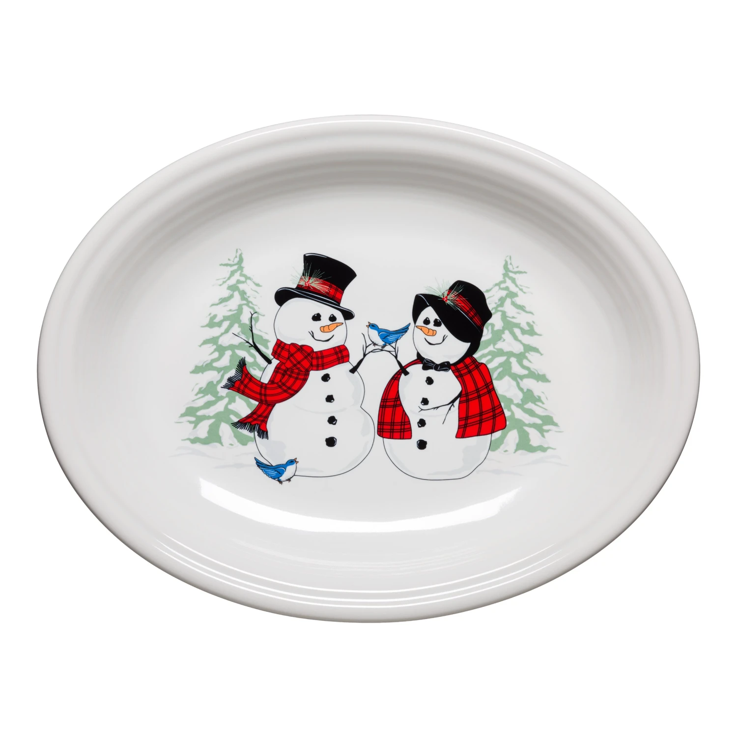 Fiesta Snowman And Lady Medium Oval Platter 3 Fiesta Snowman And Lady Medium Oval Platter