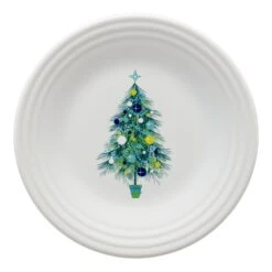 Fiesta Blue Christmas Tree On White Luncheon Plate
